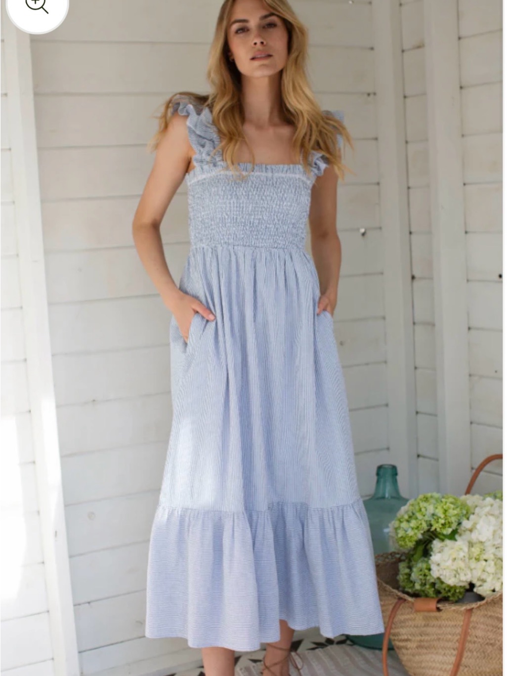 Marea Sasco Dress Blue Seersucker